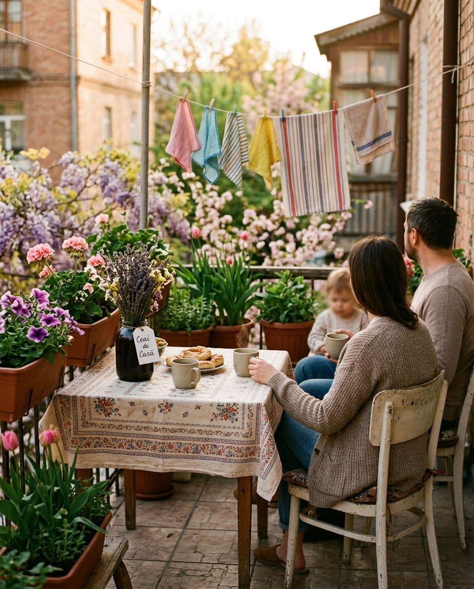 Pauză de ceai în timpul curățeniei de primăvară - ritual de familie