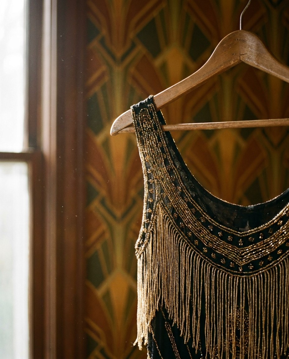 Rochie flapper din anii 20 cu mărgele și franjuri