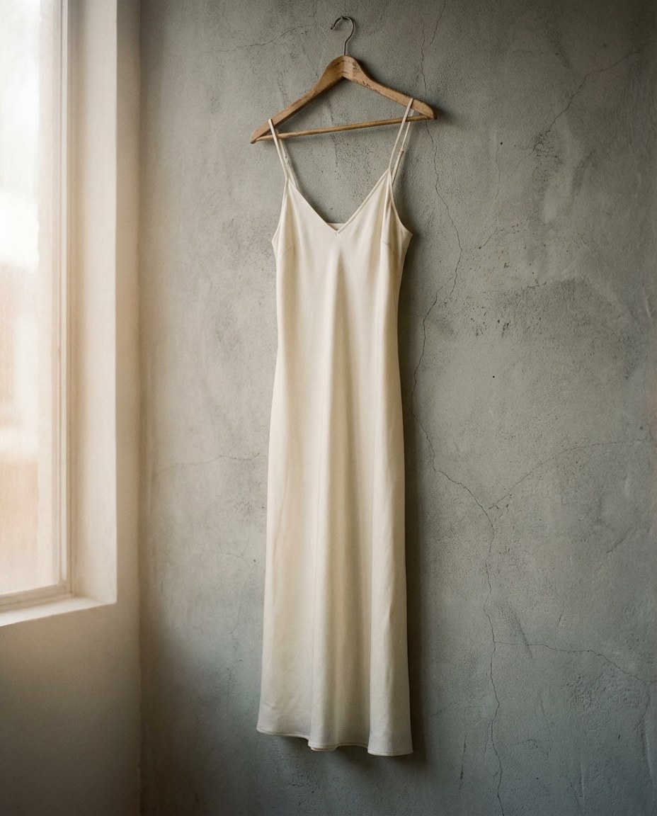 Rochie slip minimalistă din anii 90 pe umeraș simplu