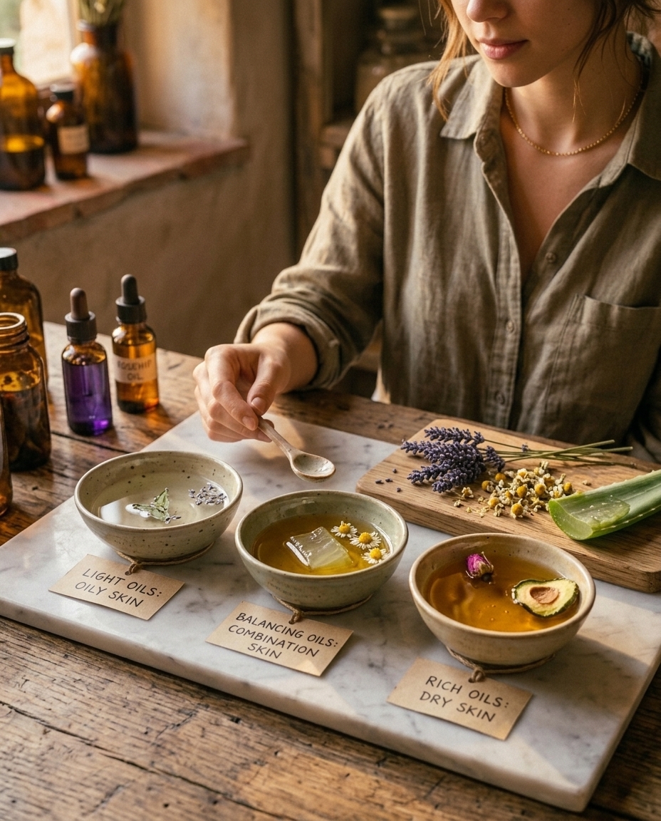 Ghid vizual ingrediente naturale pe tip de piele: ten uscat, gras, mixt, sensibil